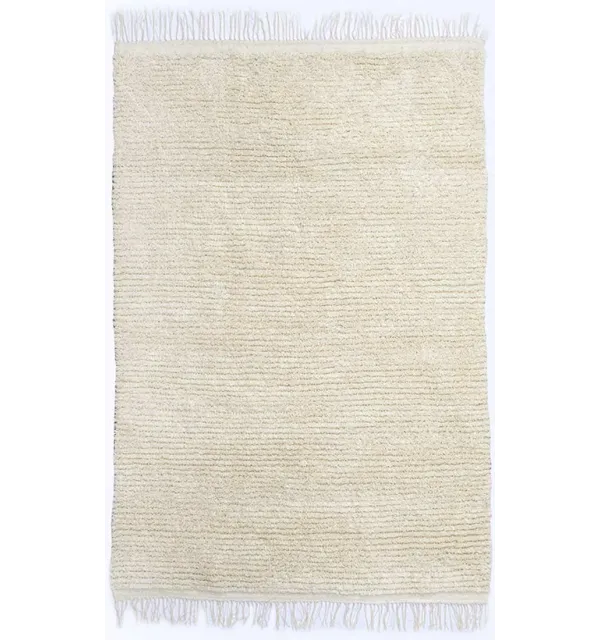 Tapis berbère en pure laine couleur écru Fouta Tunisia - 1