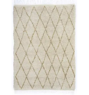 Tapis berbère en laine écru naturel à losanges Fouta Tunisia - 1