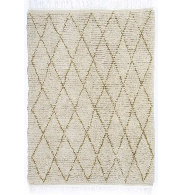 Tapis berbère en laine écru naturel à losanges Fouta Tunisia - 1