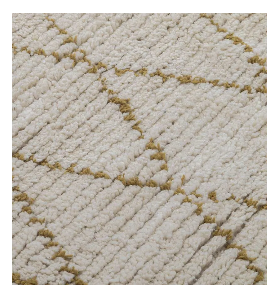 Tapis berbère en laine écru naturel à losanges Fouta Tunisia - 2