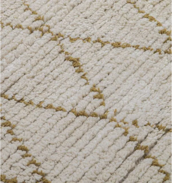 Tapis berbère en laine écru naturel à losanges Fouta Tunisia - 2