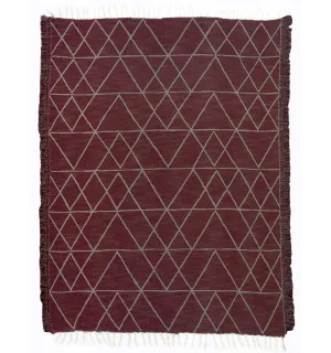 Tapis margoum en coton couleur rouge foncé Fouta Tunisia - 1