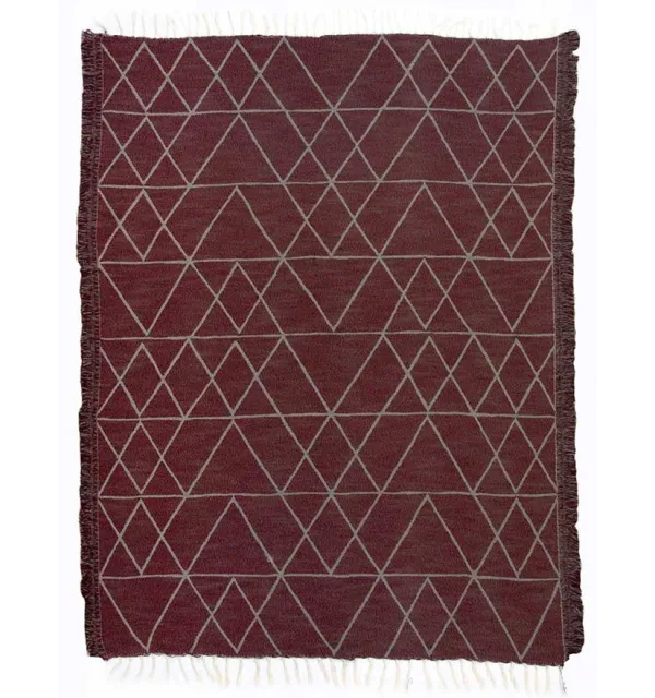 Tapis margoum en coton couleur rouge foncé Fouta Tunisia - 1