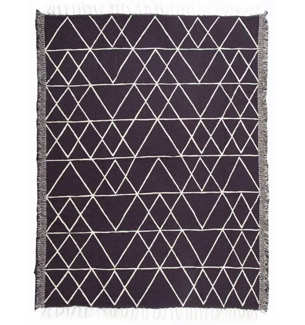 Tapis margoum 100 % coton couleur violet avec motifs géométriques Fouta Tunisia - 1