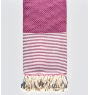Fouta nid d'abeille rose violet Fouta Tunisia - 1