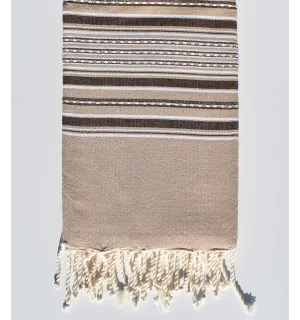 Fouta arabesque beige et marron Fouta Tunisia - 1