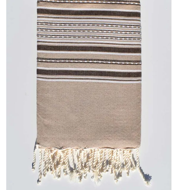Fouta arabesque beige et marron Fouta Tunisia - 1