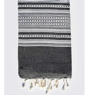 Fouta arabesque gris anthracite rayée gris clair Fouta Tunisia - 1