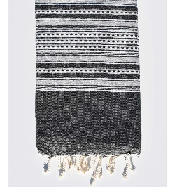 Fouta arabesque gris anthracite rayée gris clair Fouta Tunisia - 1