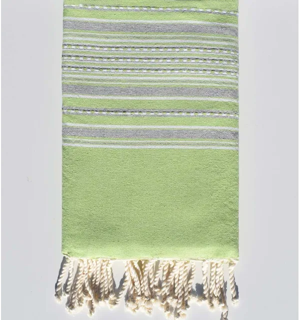 Fouta arabesque vert anis et gris Fouta Tunisia - 1