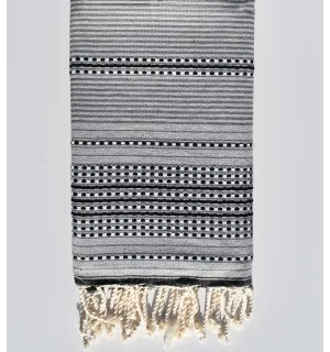 Fouta arabesque gris clair, gris et gris anthracite Fouta Tunisia - 1