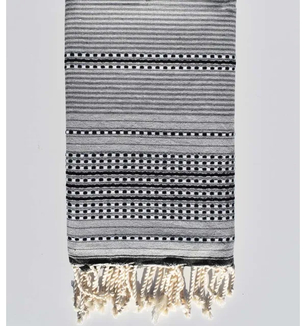 Fouta arabesque gris clair, gris et gris anthracite Fouta Tunisia - 1
