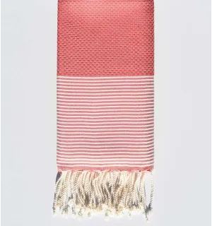 Fouta nid d'abeille rose balais moyen Fouta Tunisia - 1
