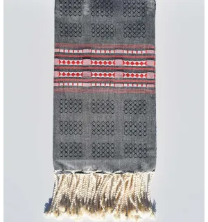 Fouta thalasso bleu nuit et rouge Fouta Tunisia - 1
