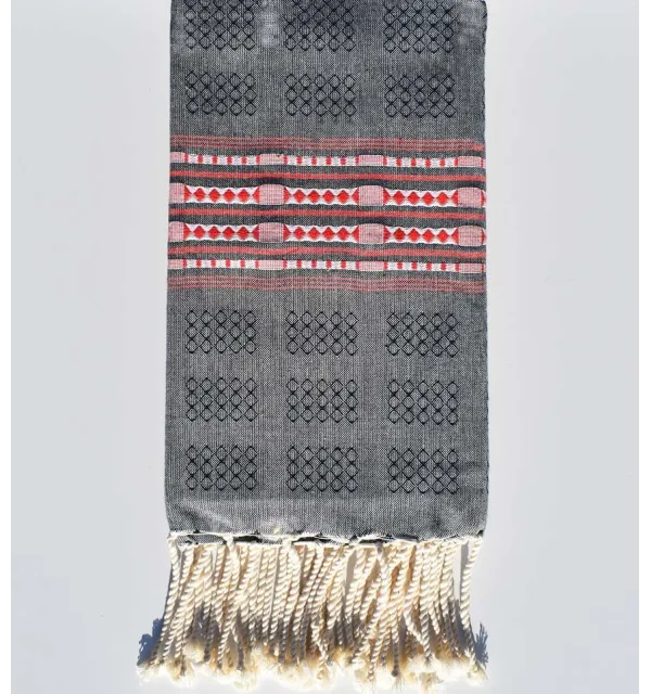 Fouta thalasso bleu nuit et rouge Fouta Tunisia - 1