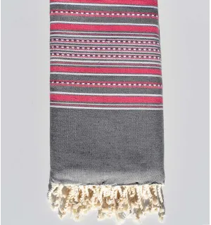 Jeté arabesque gris et rose Fouta Tunisia - 1