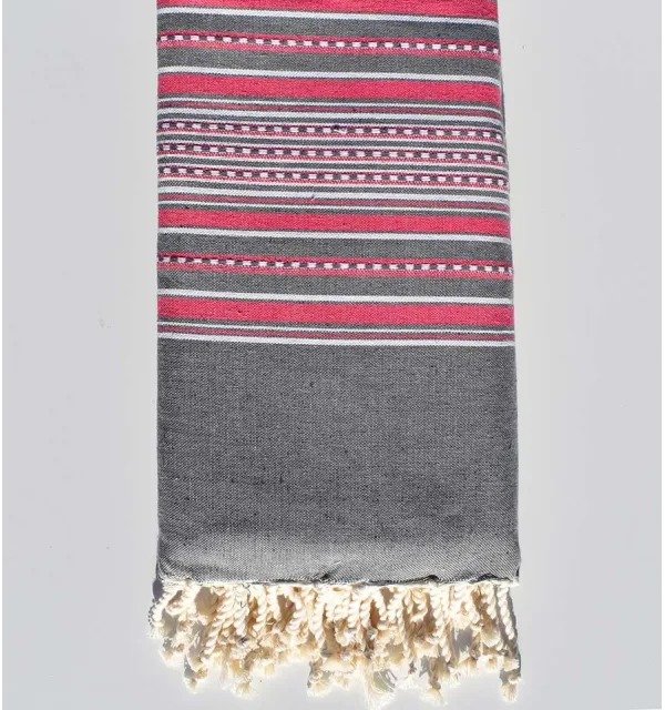 Jeté arabesque gris et rose Fouta Tunisia - 1