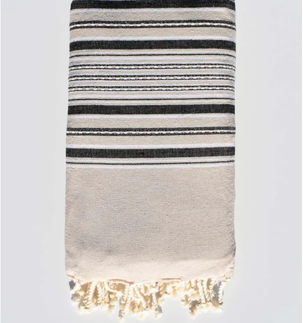 Jeté arabesque beige vanille Fouta Tunisia - 1