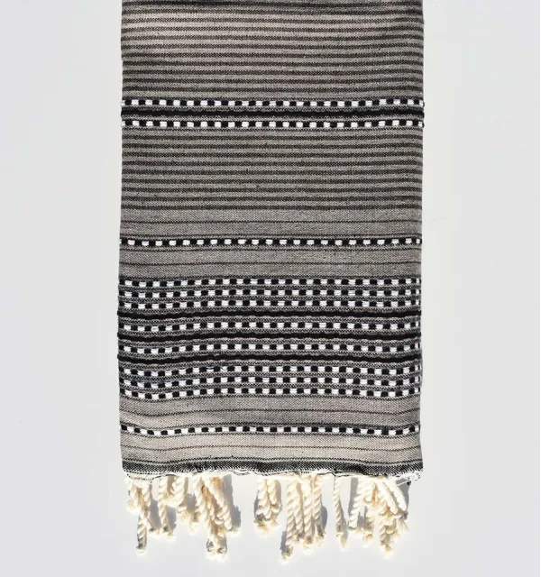 Fouta arabesque grège et taupe Fouta Tunisia - 1