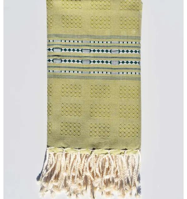 Fouta thalasso vert lichen avec motifs Fouta Tunisia - 1