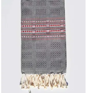 Fouta thalasso colombin avec motifs rouge Fouta Tunisia - 1