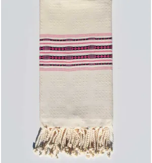 Fouta thalasso blanc crème et rose Fouta Tunisia - 1