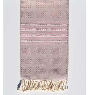 Fouta thalasso rose mountbatten avec motifs Fouta Tunisia - 1