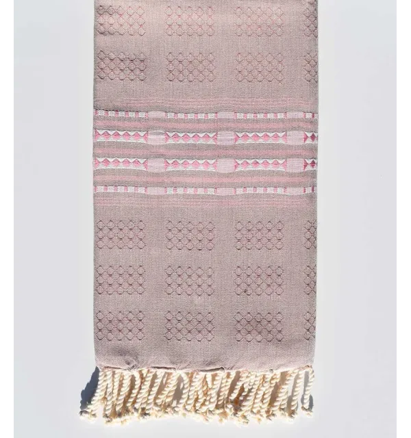 Fouta thalasso rose mountbatten avec motifs Fouta Tunisia - 1