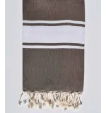 Fouta plate rayée bis taupe foncé