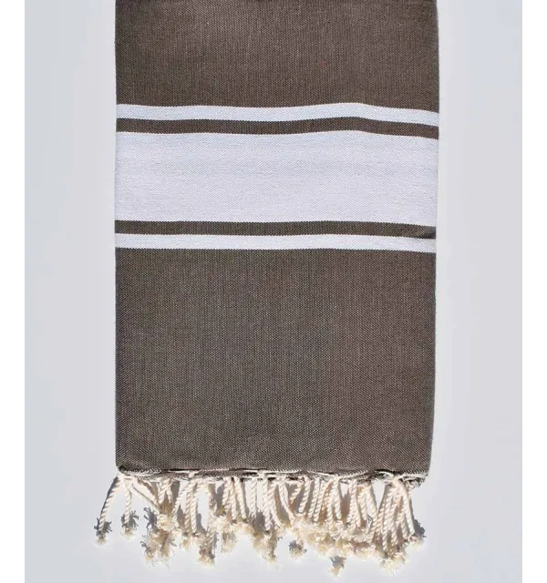 Fouta plate rayée bis taupe foncé Fouta Tunisia - 1