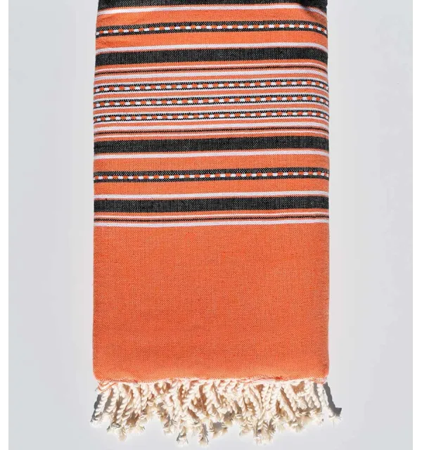 Jeté arabesque orange corail Fouta Tunisia - 1