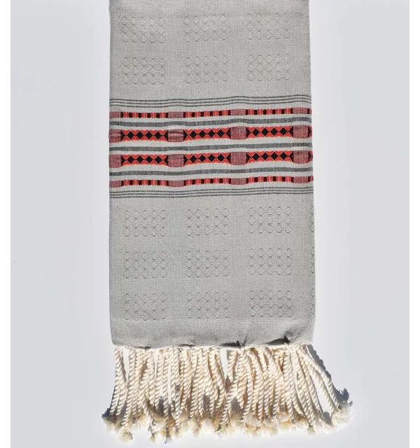 Fouta thalasso vert de gris avec motifs Fouta Tunisia - 1