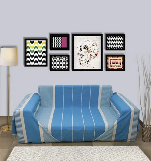 Jeté bleu Cæruleum avec rayures Fouta Tunisia - 1