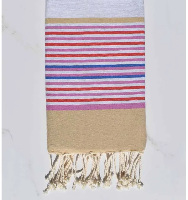 Fouta 5 couleurs beige, gris, orchidée, rouge et bleu Fouta Tunisia - 1