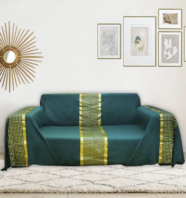 JETé vert foncé au fil lurex doré Fouta Tunisia - 1