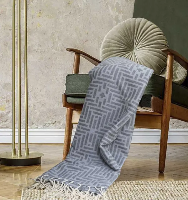 Jeté gris souris 2.9m*2m Fouta Tunisia - 1