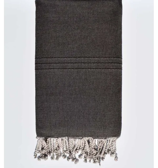Jeté de lit marron foncé Fouta Tunisia - 1