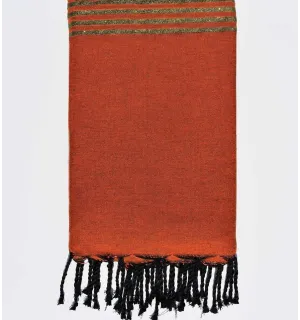 Jeté orange avec lurex doré Fouta Tunisia - 1