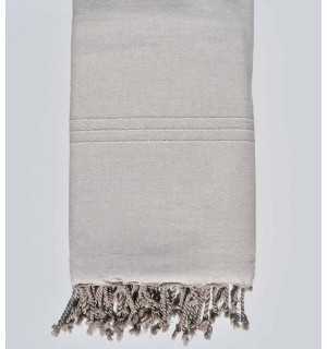 Jeté de lit blanc argile Fouta Tunisia - 1 2