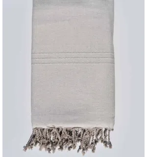 Jeté de lit blanc argile Fouta Tunisia - 1 2