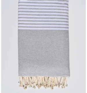 Jeté gris clair 1.90m*3m Fouta Tunisia - 1