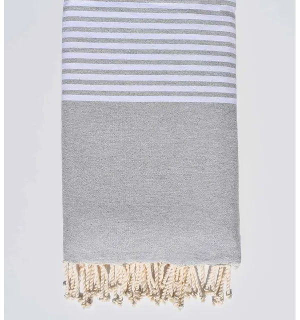 Jeté gris clair 1.90m*3m Fouta Tunisia - 1