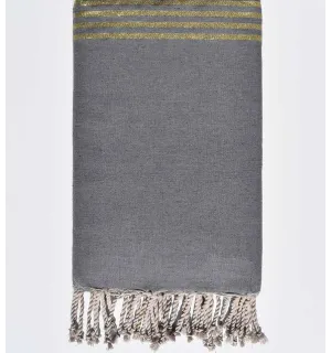 Jeté de canapé gris avec lurex doré Fouta Tunisia - 1