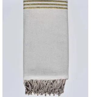 Jeté de canapé argile avec lurex doré Fouta Tunisia - 1