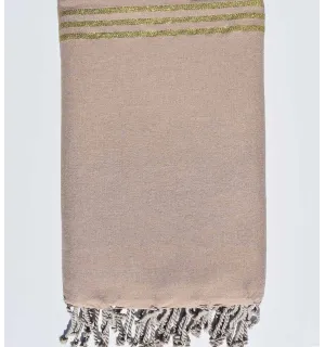 Jeté de canapé beige avec lurex doré Fouta Tunisia - 1