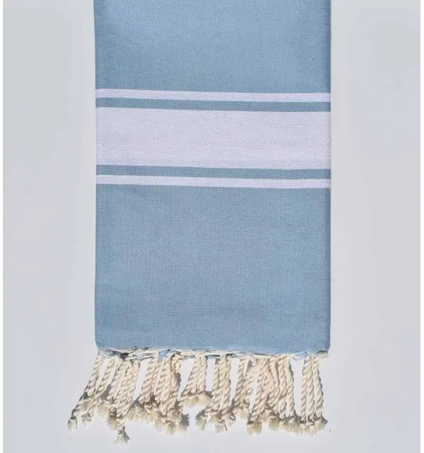 Fouta plate bleu pastel foncé Fouta Tunisia - 1