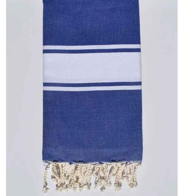 Fouta plate bleu bandes blanche Fouta Tunisia - 1