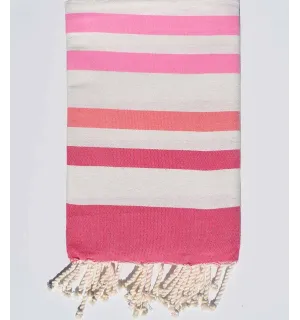 Fouta plate rose, blanc crème, rose incarnadin et rose clair Fouta Tunisia - 1