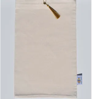 Pochette beige clair avec nœud pompon doré Fouta Tunisia - 1