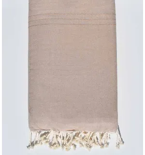 Jeté de lit unie beige Fouta Tunisia - 1